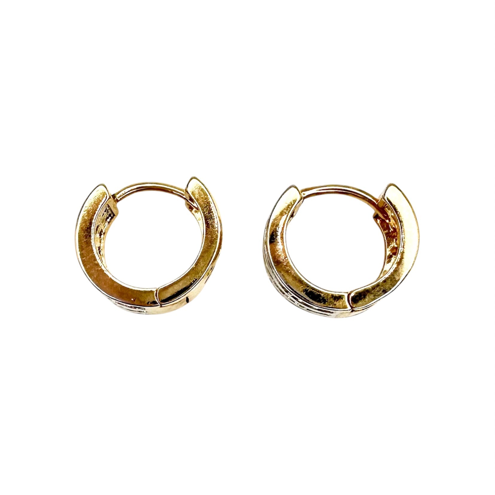 Wasserdichte Creolen mit 3-reihigem Kristallpavé, bicolor Gold-Silber