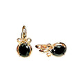 Waterproof Rose Gold Black Oval Zirconia Earrings