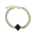 Wasserdichtes Schwarzes Kleeblatt-Armband, kubanische Kette, goldfarben