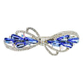 Automatikhaarspange Schleife Silber Saphirblau Tropfen Kristall Aurora Strass