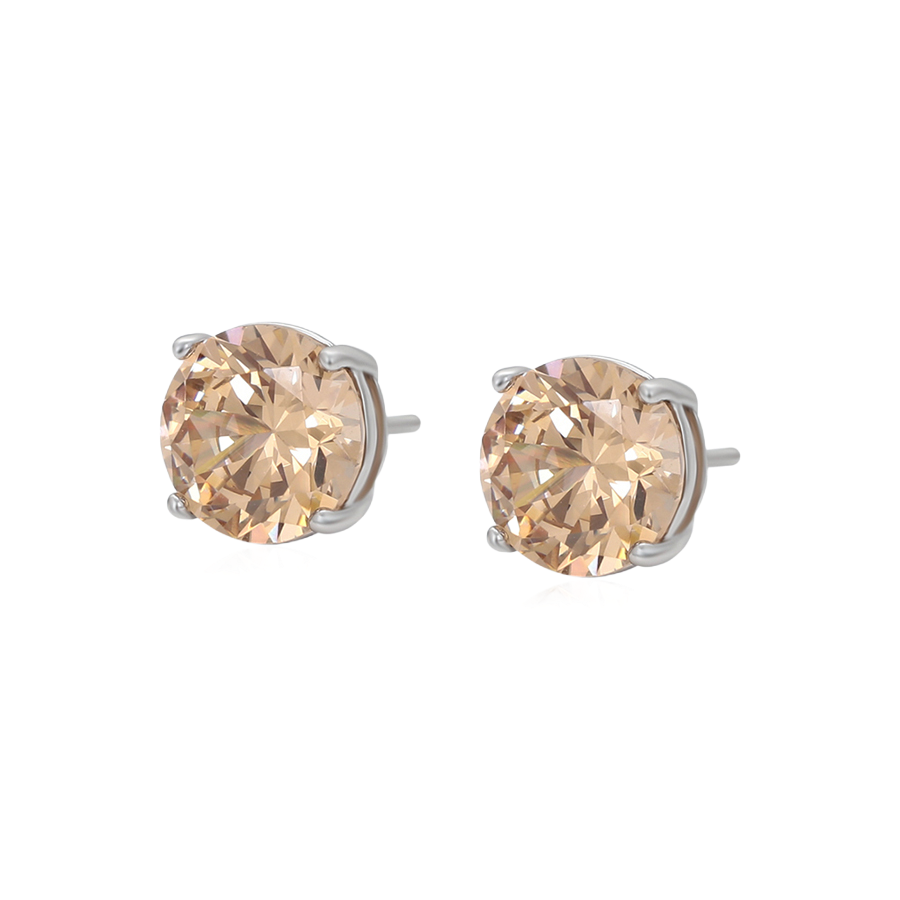 Wasserdichte Ohrstecker Champagner mit Zirkonia 8 mm
