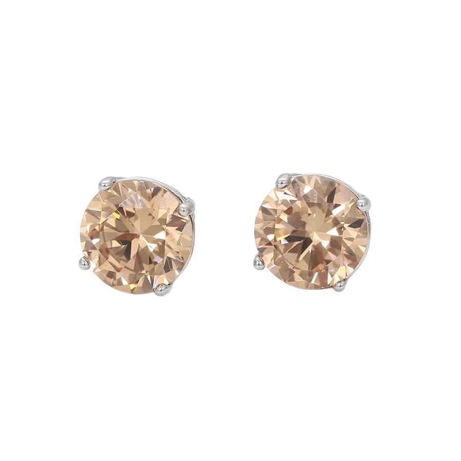 Wasserdichte Ohrstecker Champagner mit Zirkonia 8 mm