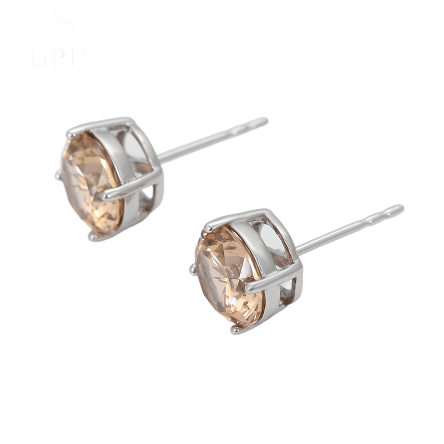 Wasserdichte Ohrstecker Champagner mit Zirkonia 8 mm