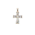 Wasserdichter Luxus-Kreuz-Anhänger mit Baguette- und Princess-Cut Zirkonia Rosegold