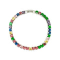 Wasserdichtes Buntes Zirkonia Tennis-Armband, mehrfarbig, silberfarben