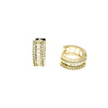 Waterproof Huggie Hoop Earrings Yellow Gold Baguette Zirconia Channel Setting Crystal Pavé Edges Art Deco