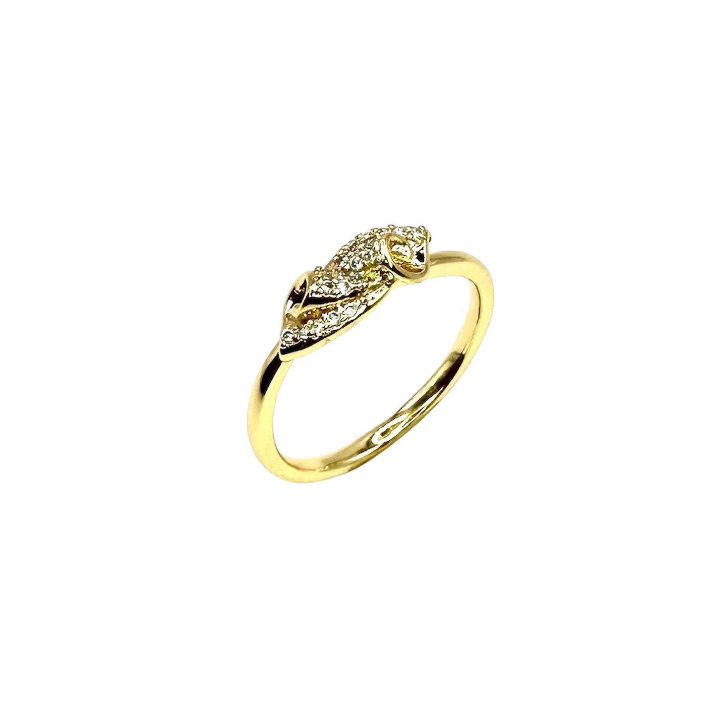 Wasserdichter Ring mit Blatt-Design und Zirkonia Gold