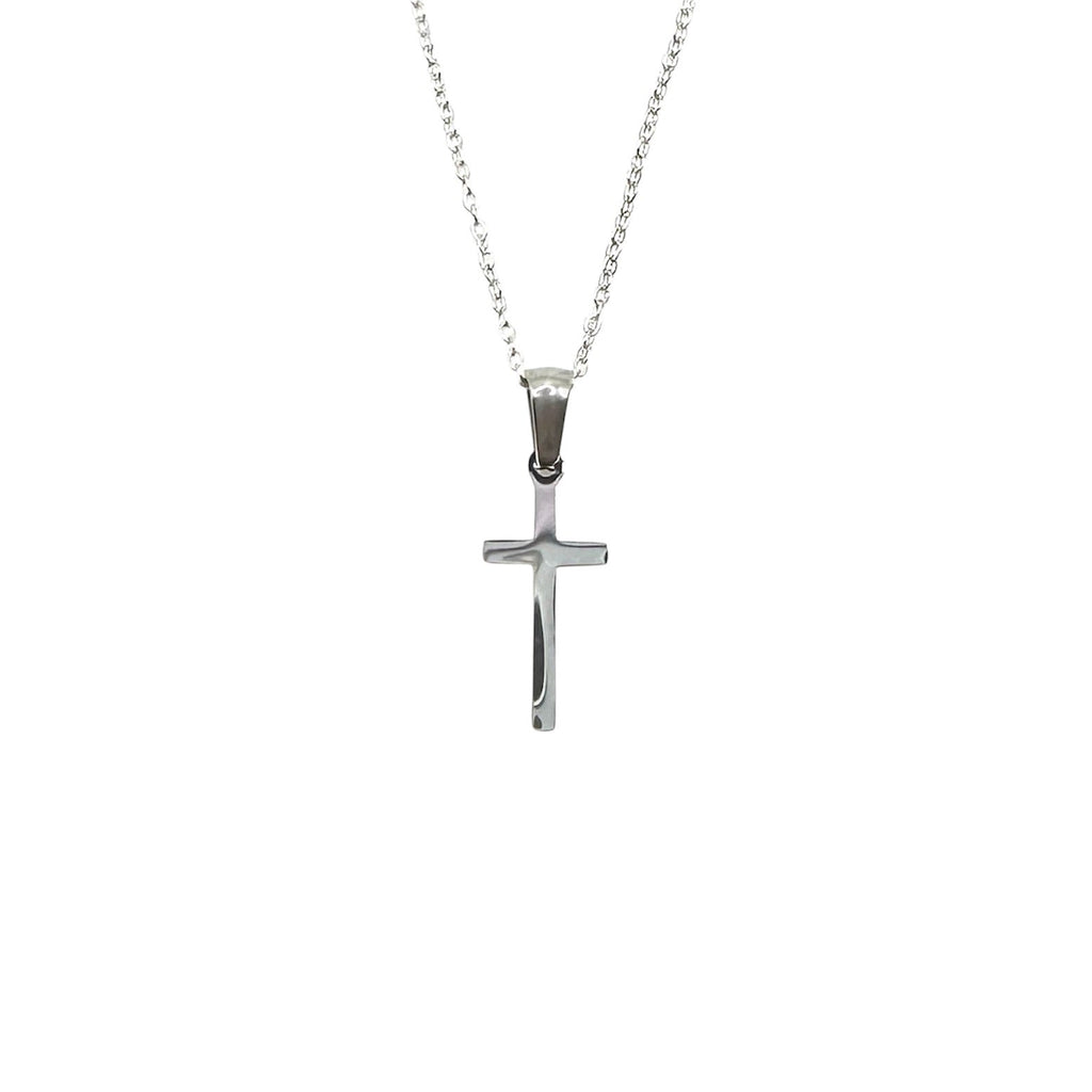 Wasserdichte minimalistische Kreuz-Halskette poliert Silber