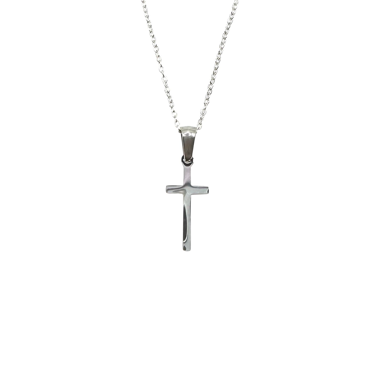 Wasserdichte minimalistische Kreuz-Halskette poliert Silber
