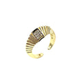 Wasserdichter offener Croissant-Ring mit Zirkonia-Fenster Gold