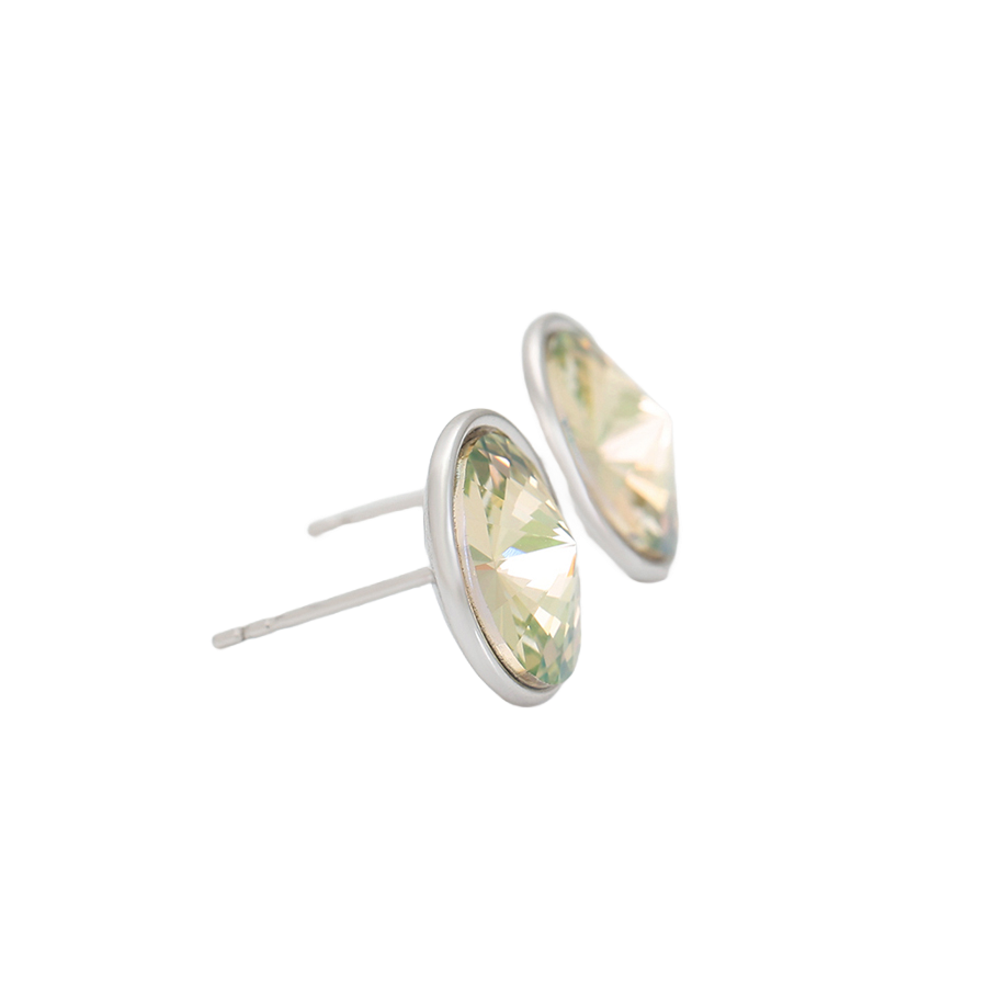 Wasserdichte Ohrstecker Grün 12mm mit Kristall