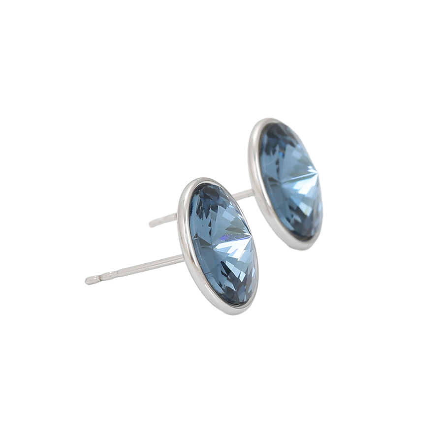 Wasserdichte Ohrstecker mit blauem Kristall 12mm