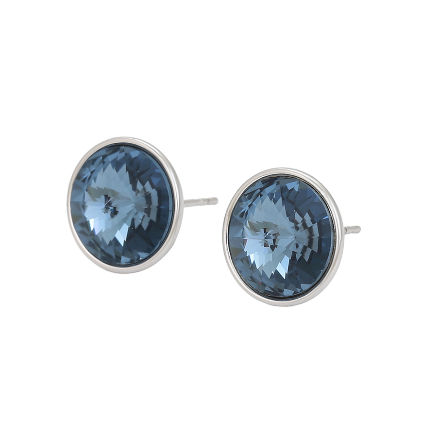 Wasserdichte Ohrstecker mit blauem Kristall 12mm
