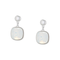 Waterproof Earrings White 24mm x 12mm with Crystal