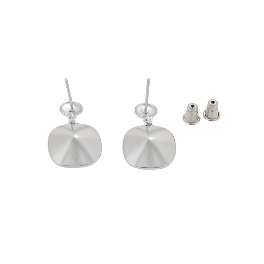 Waterproof Earrings White 24mm x 12mm with Crystal