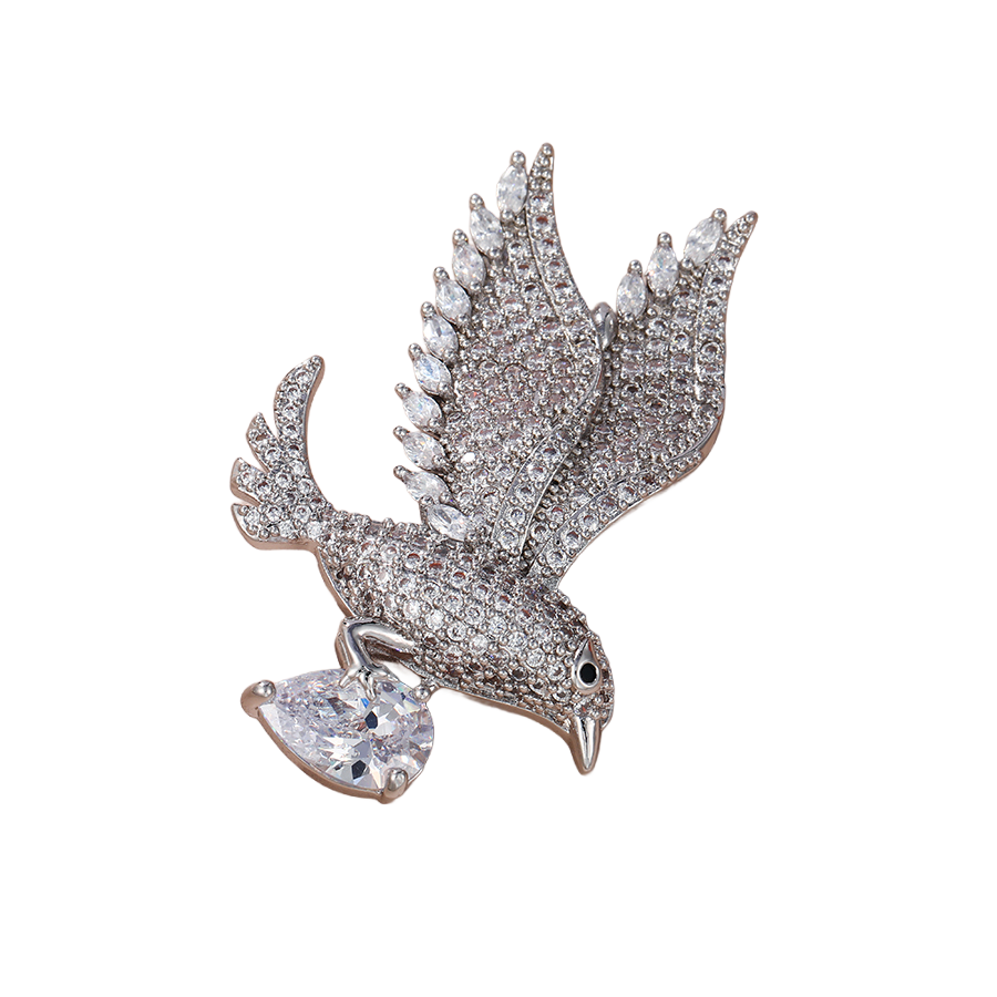 Wasserdichte Adler-Brosche, silberfarben