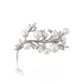Wasserdichte Brosche mit Perlen und Zirkonia, silberfarben