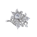 Wasserdichte Blumen-Brosche mit Zirkonia, silberfarben