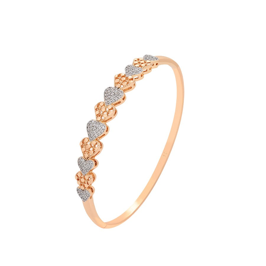 Wasserdichter Armreif mit Herzen und Kristallen Goldfarbe