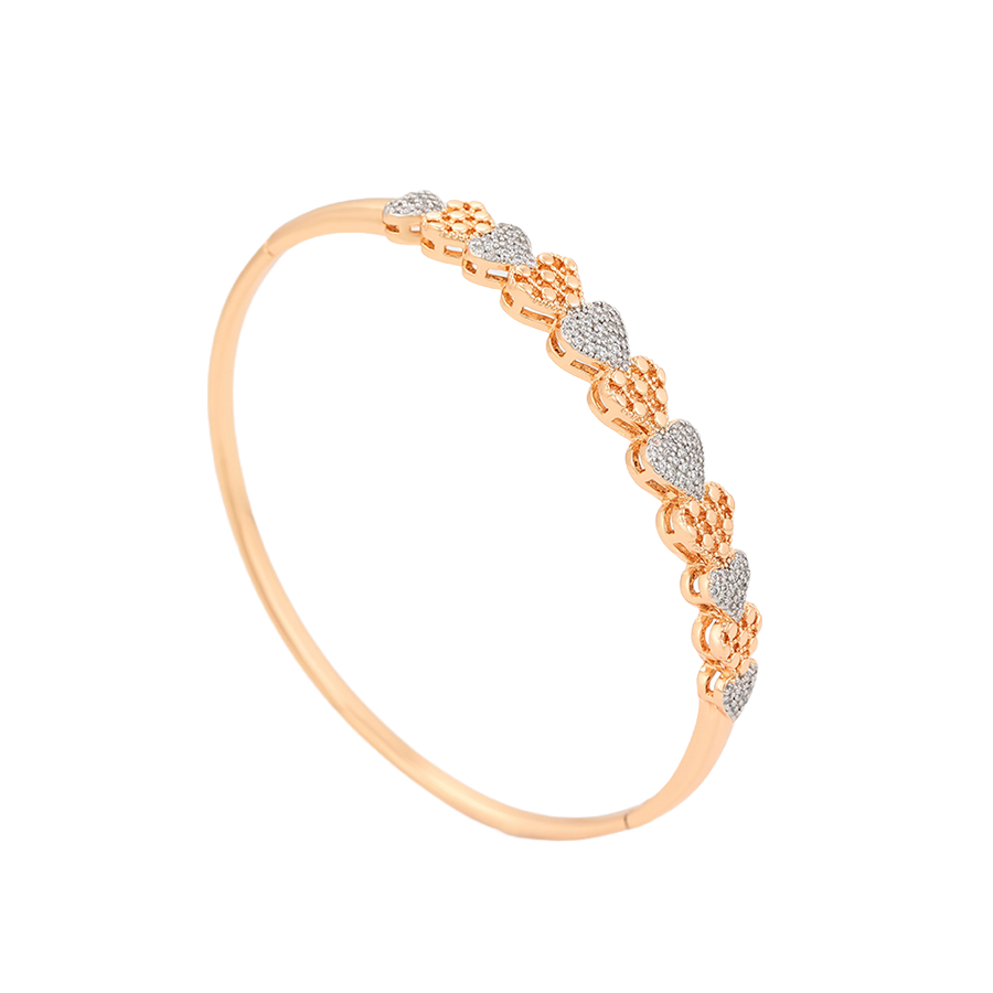 Wasserdichter Armreif mit Herzen und Kristallen Goldfarbe