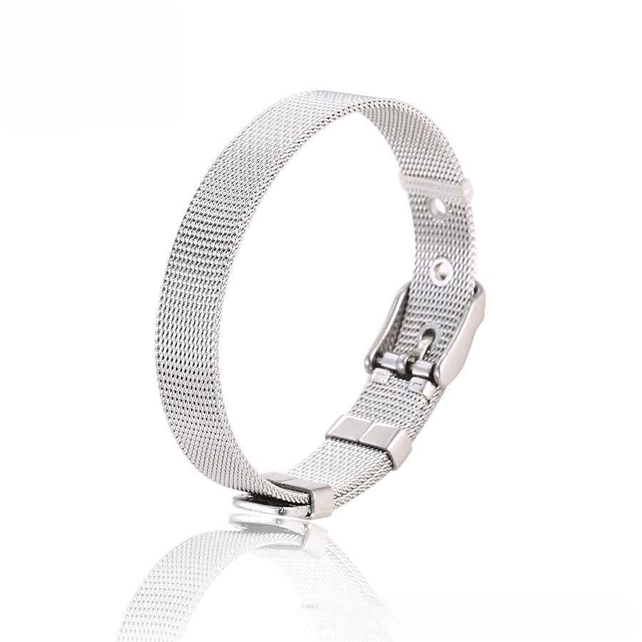 Wasserdicht, Silbernes Armband mit Mailänder Flechtung