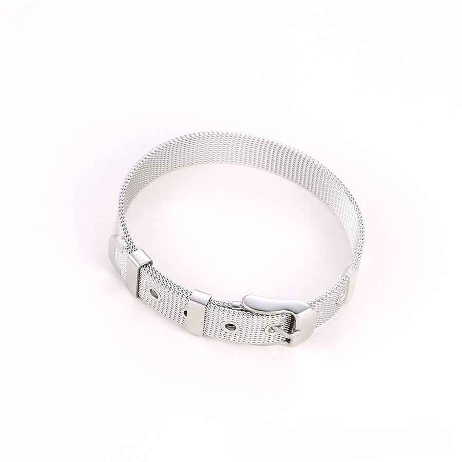 Wasserdicht, Silbernes Armband mit Mailänder Flechtung