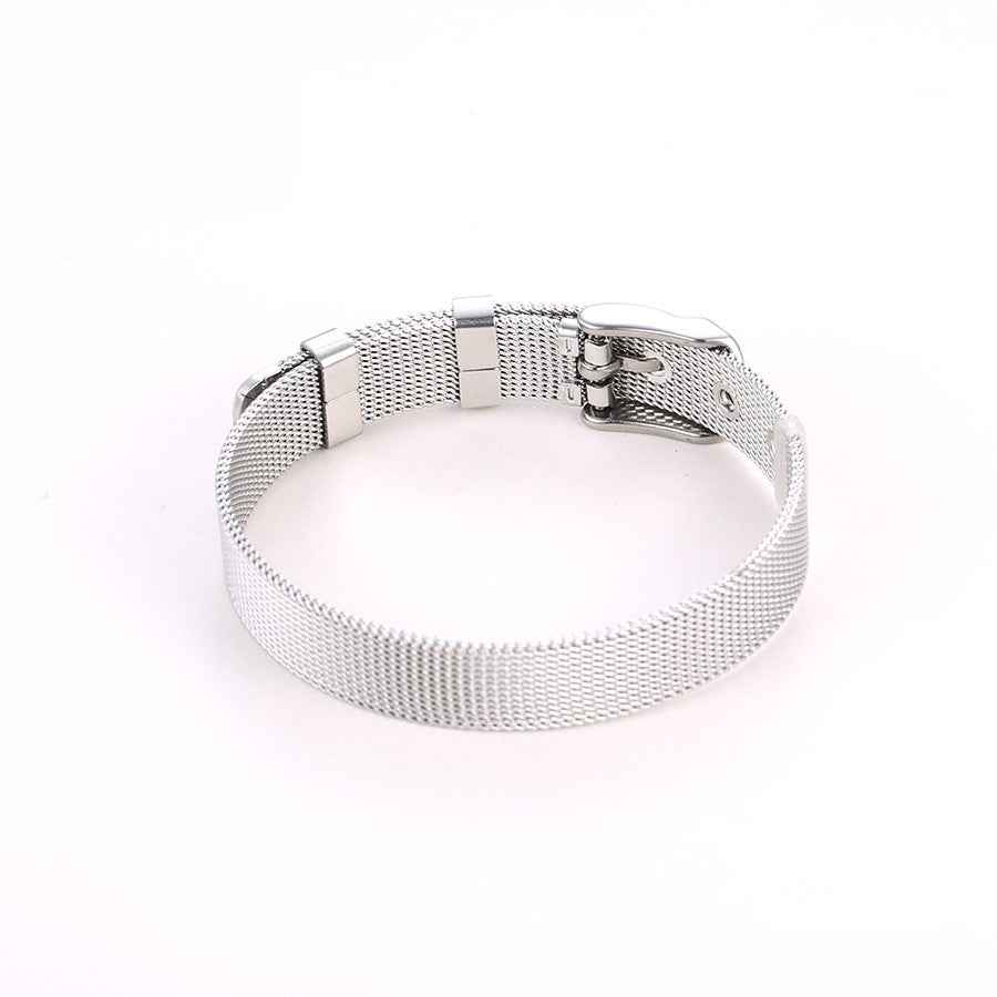 Wasserdicht, Silbernes Armband mit Mailänder Flechtung