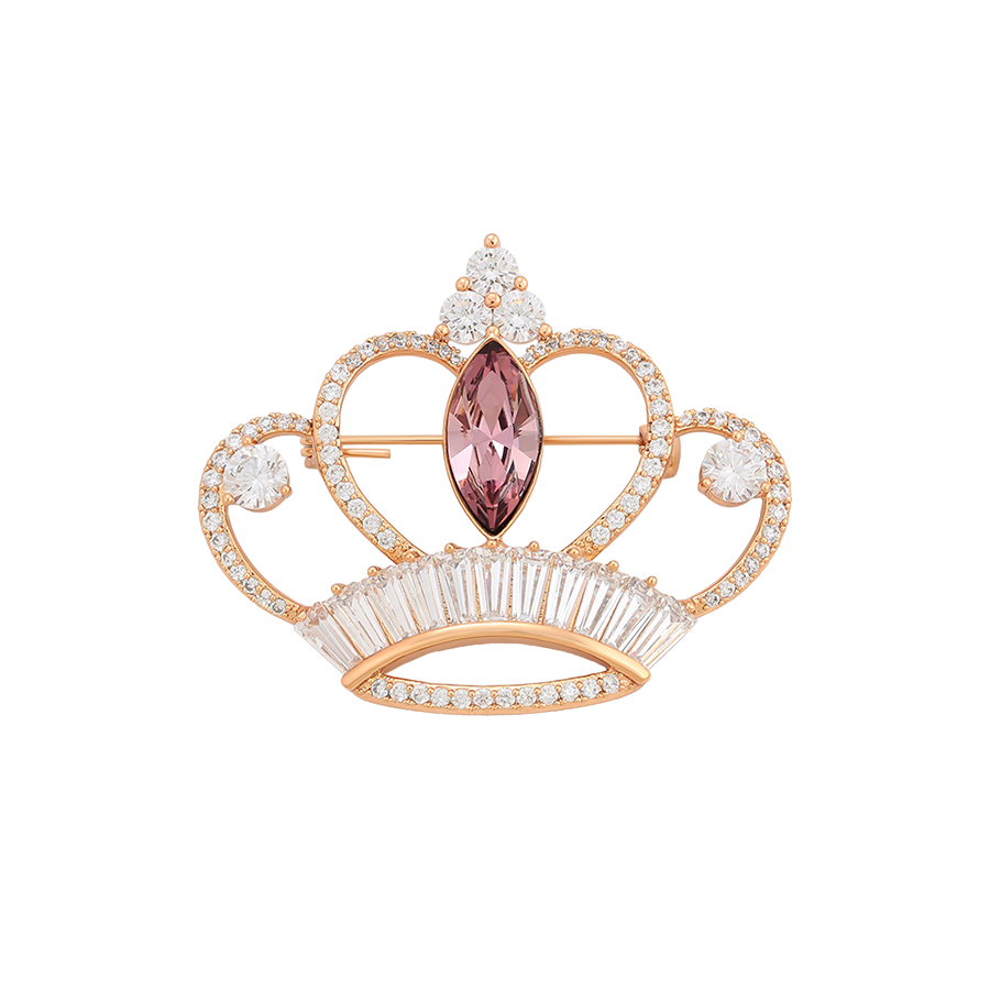 Wasserdichte Krone-Brosche mit Zirkonia, goldfarben