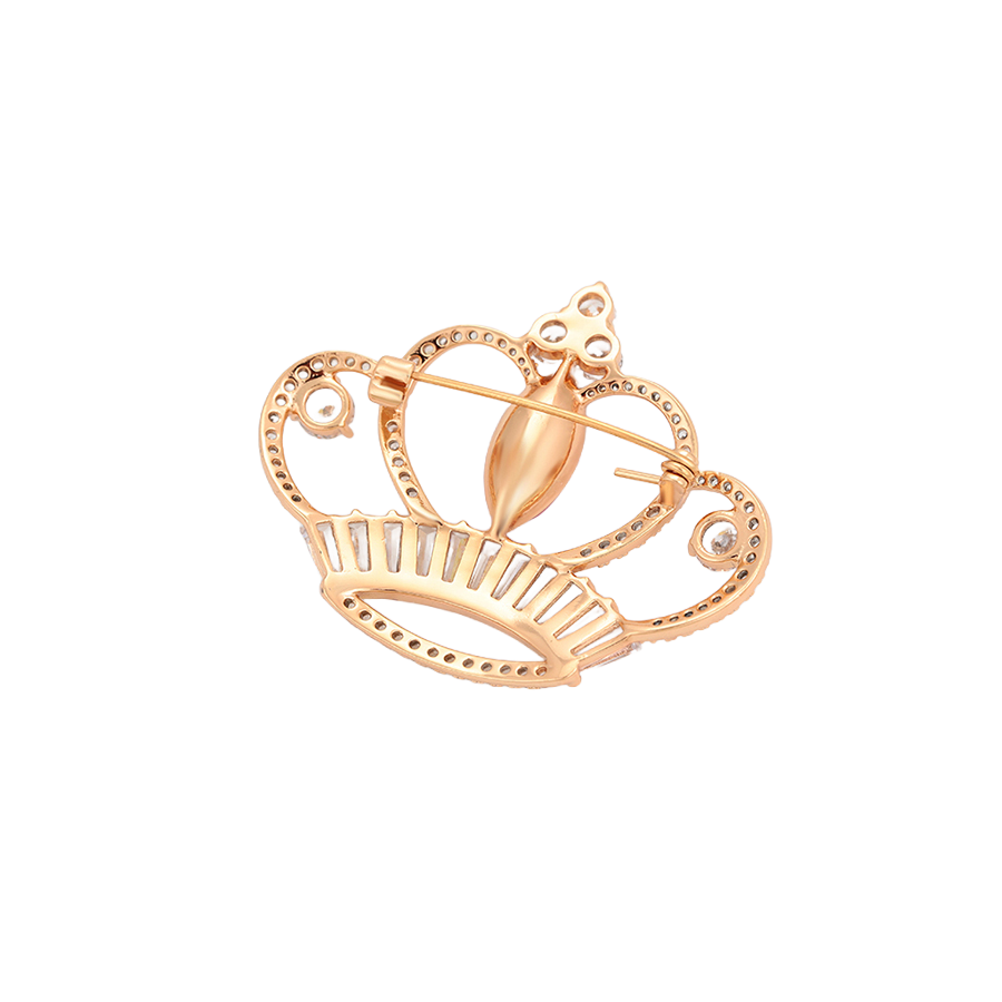 Wasserdichte Krone-Brosche mit Zirkonia, goldfarben
