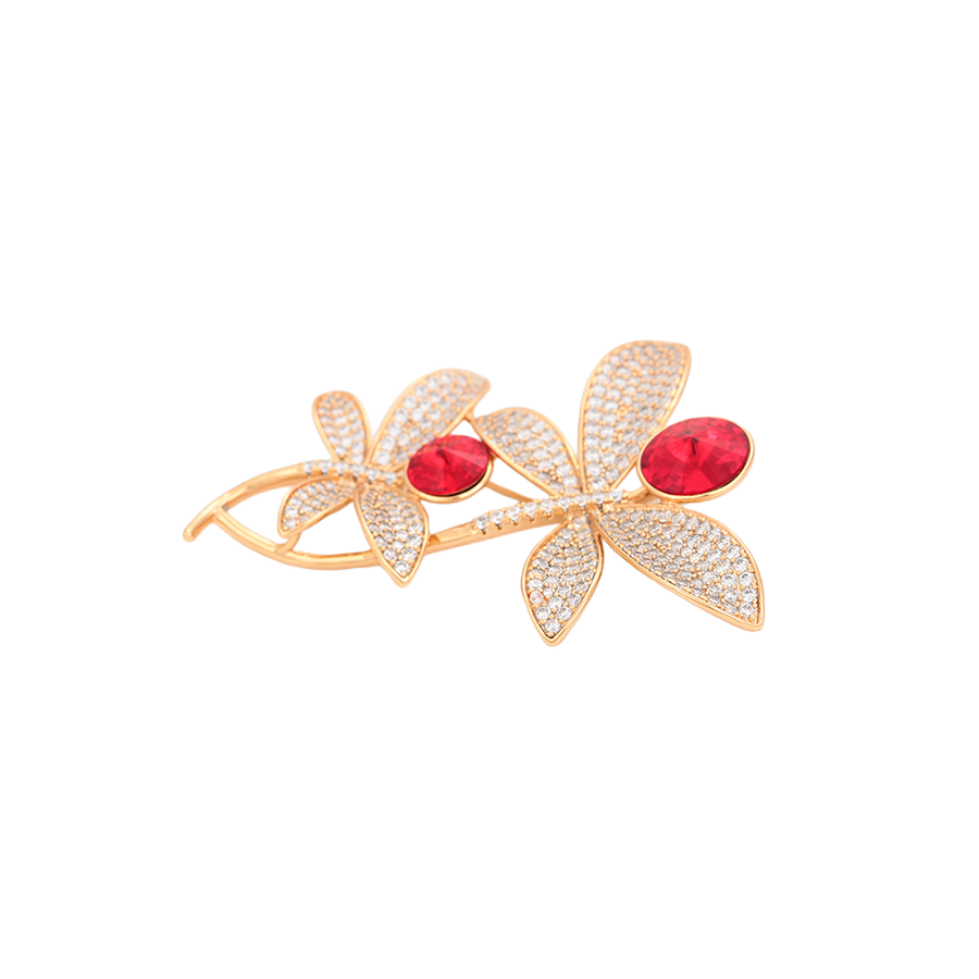 Wasserdichte Libellen-Brosche mit Zirkonia, goldfarben