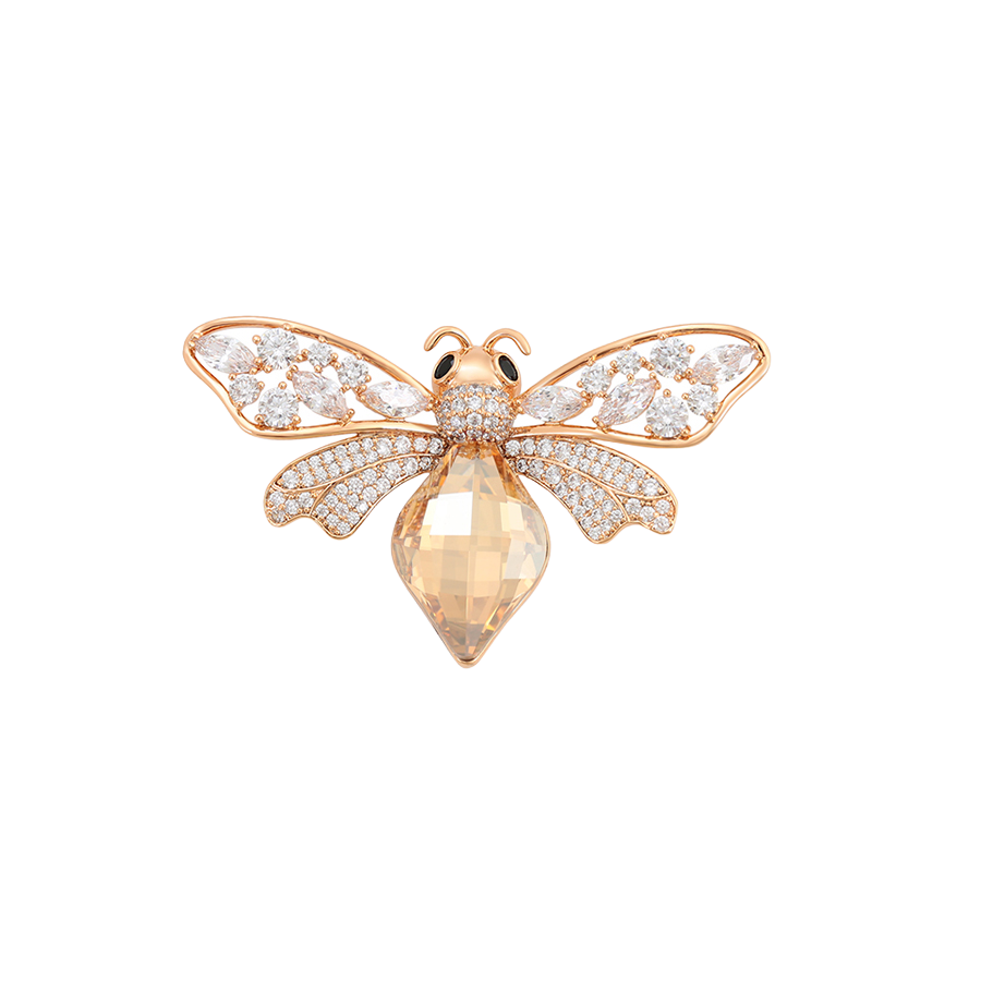 Wasserdichte Biene-Brosche mit Zirkonia, goldfarben