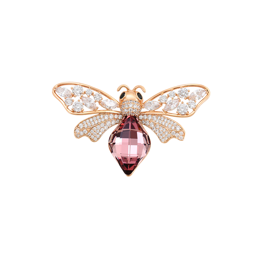 Wasserdichte Biene-Brosche mit Zirkonia, goldfarben