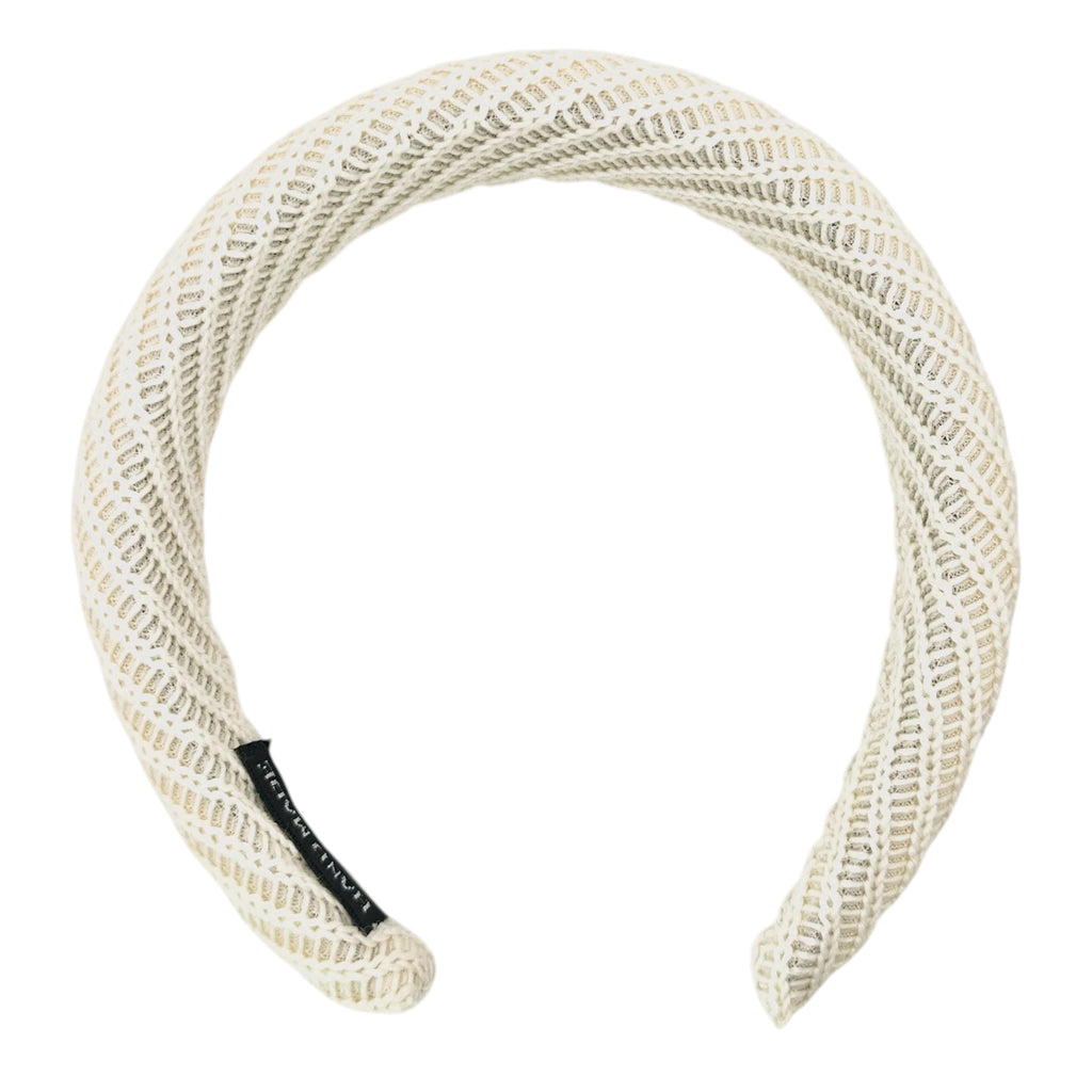 Haarreif Weiß Netz-Strick Gepolstert 32mm