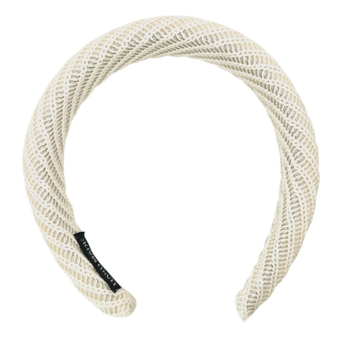 Haarreif Weiß Netz-Strick Gepolstert 32mm