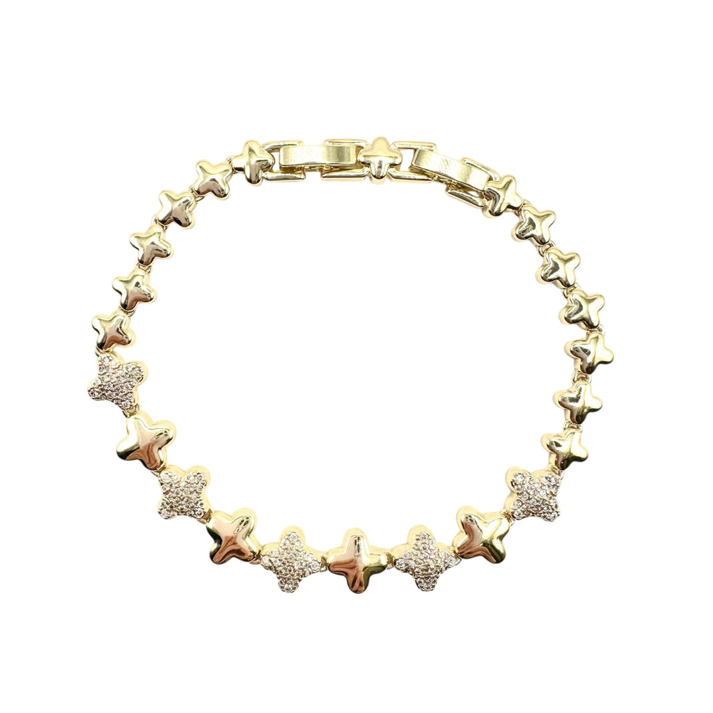 Wasserdichtes Zirkonia Stern-Armband, zweiseitig, goldfarben