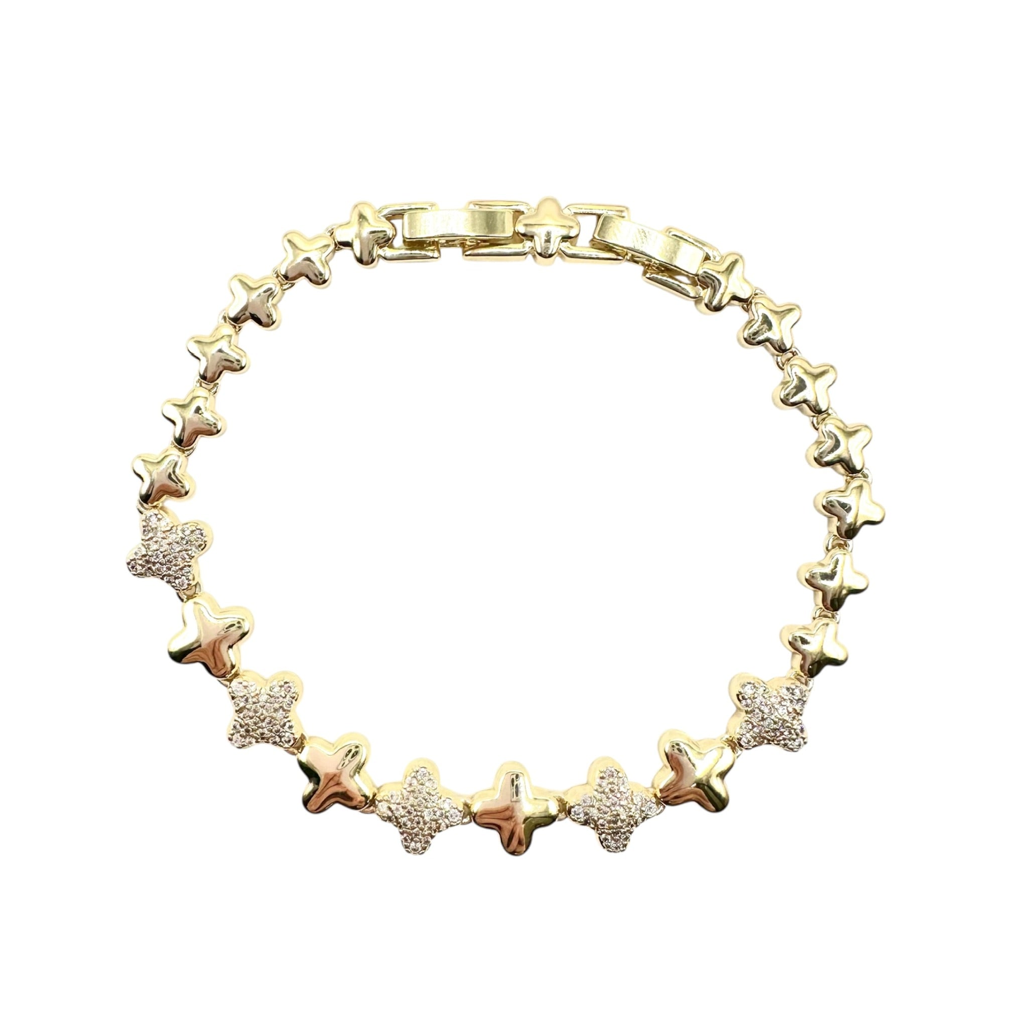 Wasserdichtes Zirkonia Stern-Armband, zweiseitig, goldfarben