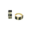 Waterproof Hoop Earrings Gold Color Black Oval Zirconia