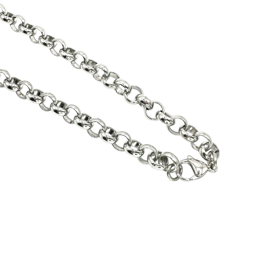 Waterproof Necklace Silver Color 60cm Length 9mm Wide Anchor Chain