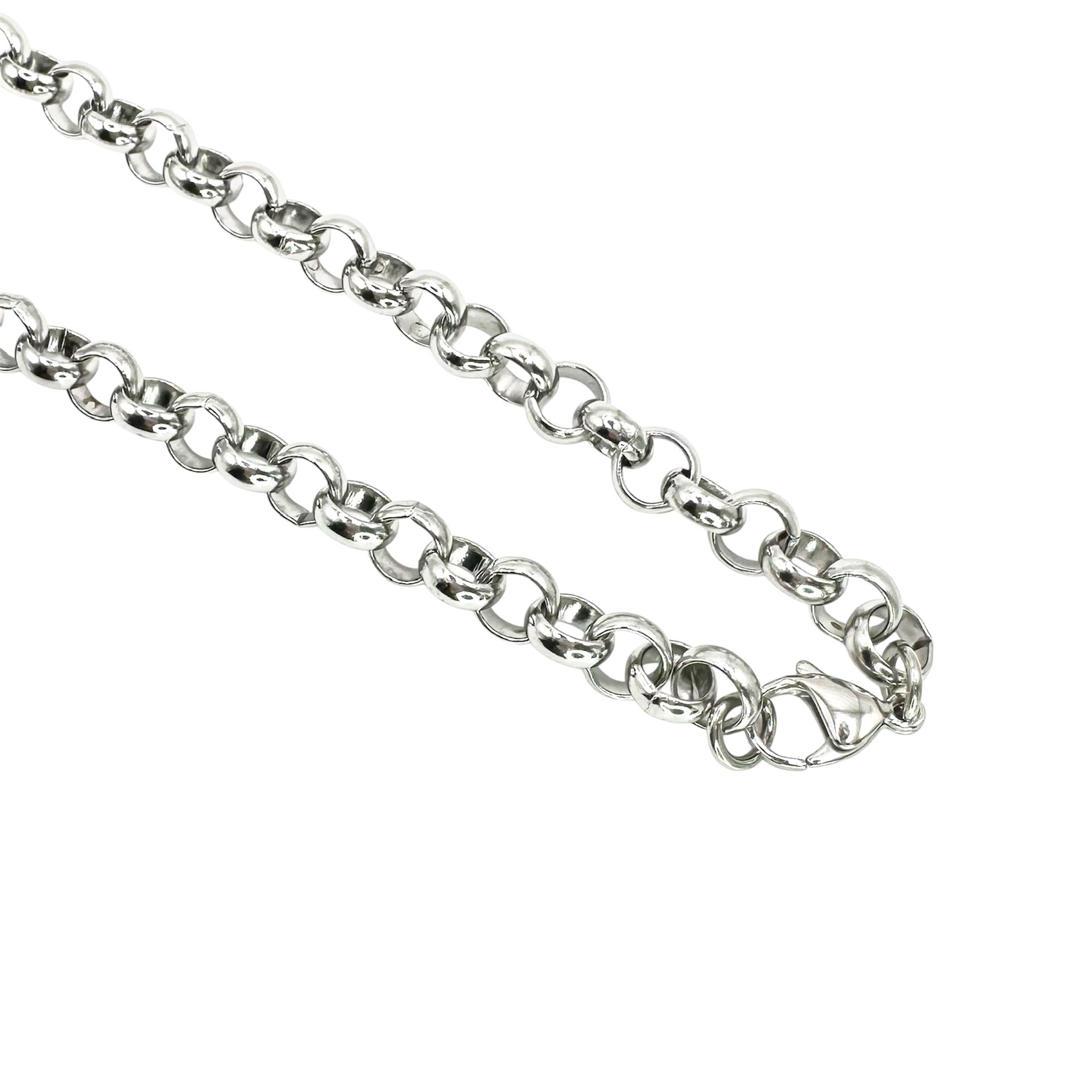 Waterproof Necklace Silver Color 60cm Length 9mm Wide Anchor Chain