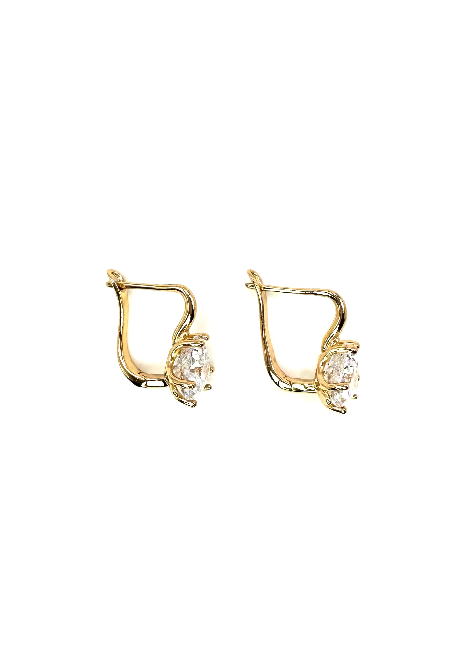 Waterproof Rose Gold Triangle Earrings with Transparent Stone
