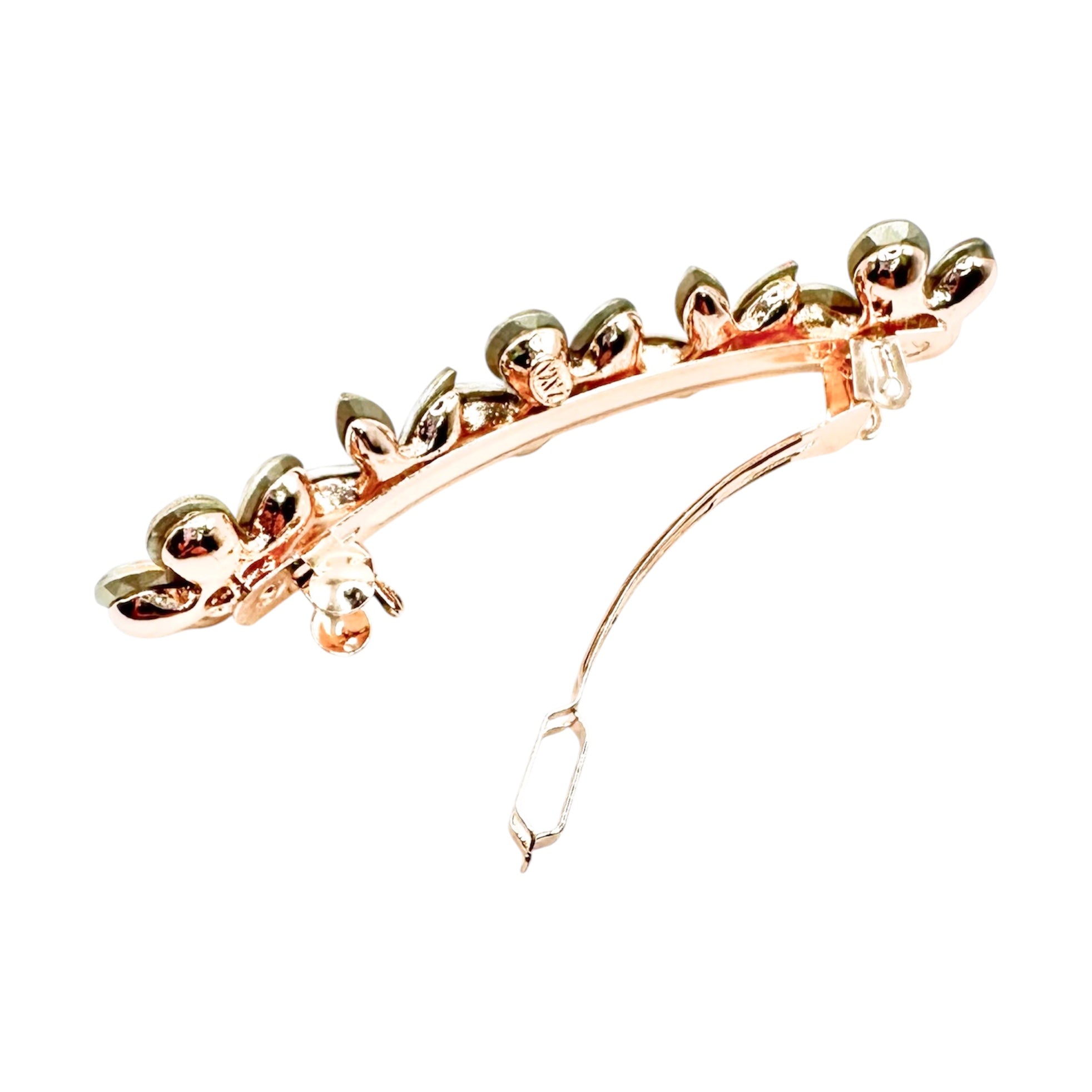 Automatikhaarspange Dreiblume Rosegold Aurora Borealis Tropfen Navette Kristall