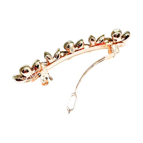 Automatikhaarspange Dreiblume Rosegold Aurora Borealis Tropfen Navette Kristall