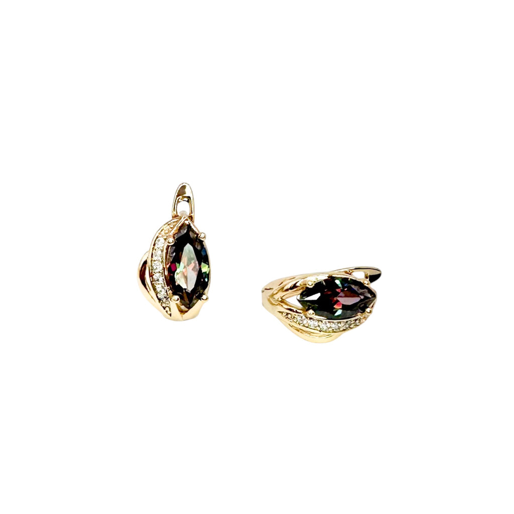 Waterproof Earrings Gold Chameleon Marquise Zirconia