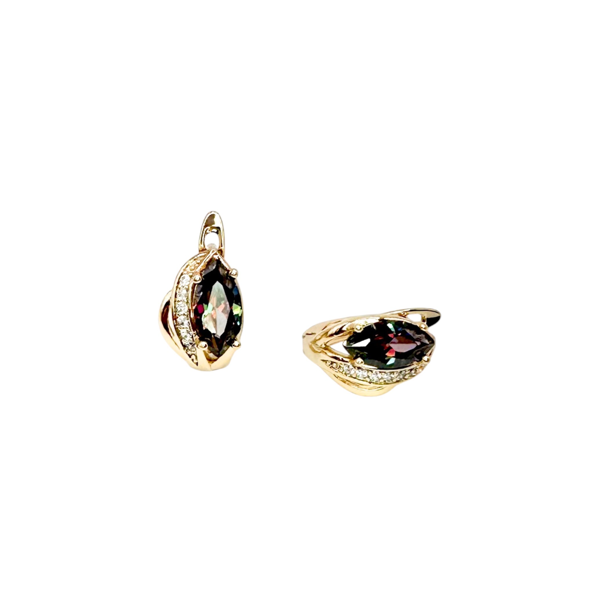 Waterproof Earrings Gold Chameleon Marquise Zirconia
