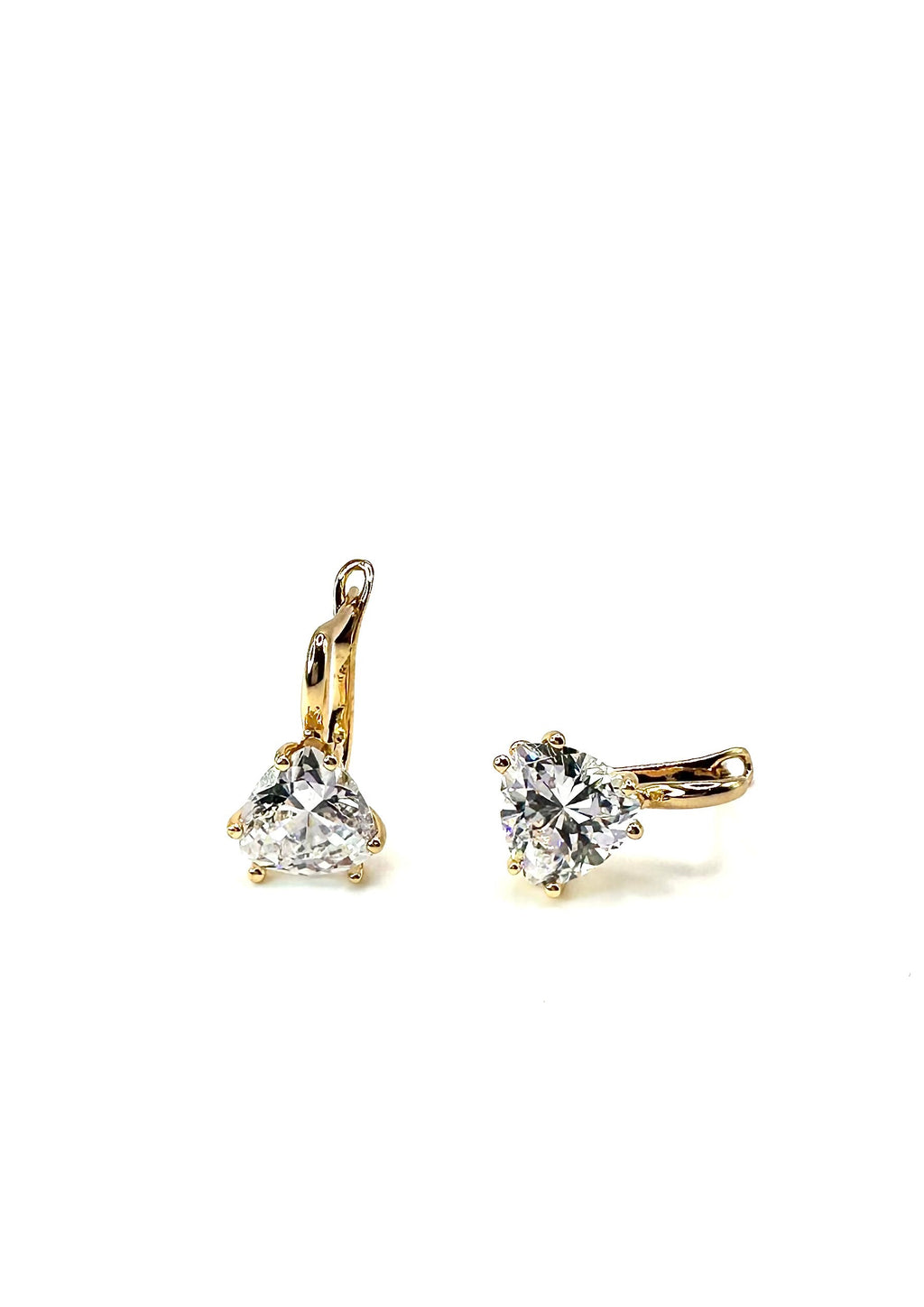 Waterproof Rose Gold Triangle Earrings with Transparent Stone