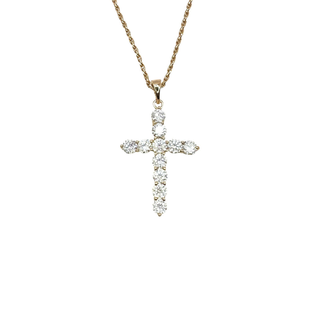 Wasserdichte Luxus-Kreuz-Halskette mit großen Zirkonia-Steinen Gold