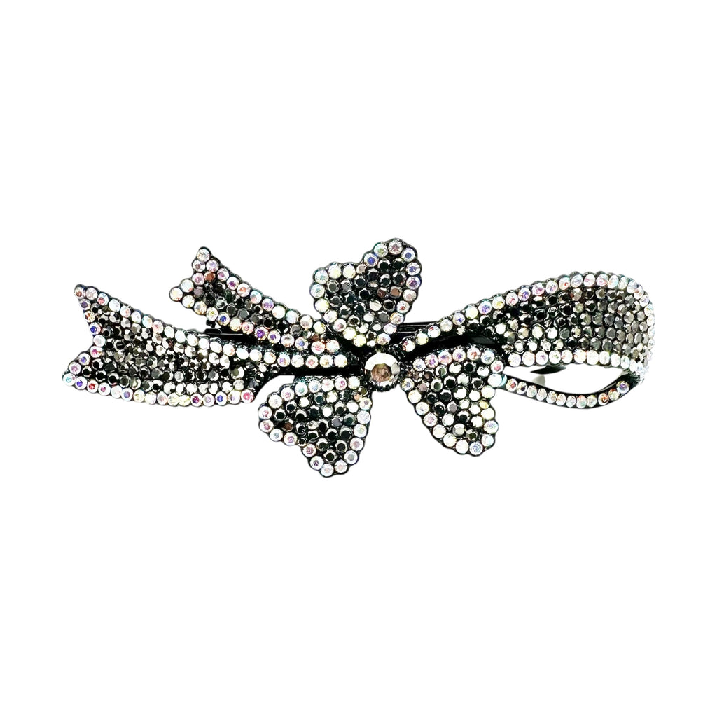 Automatikhaarspange Blume Gunmetal Schwarz Aurora Strass Ranken