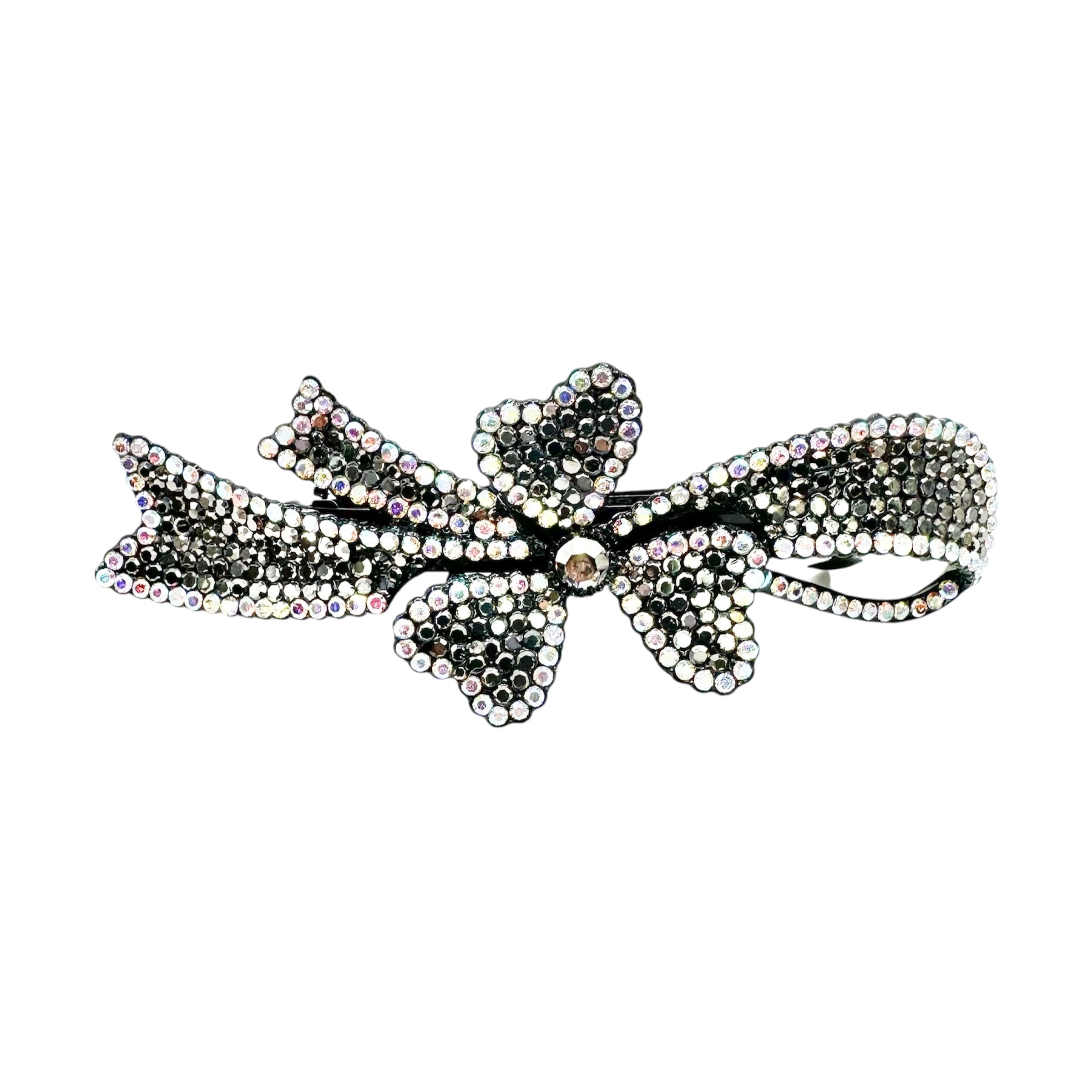 Automatikhaarspange Blume Gunmetal Schwarz Aurora Strass Ranken