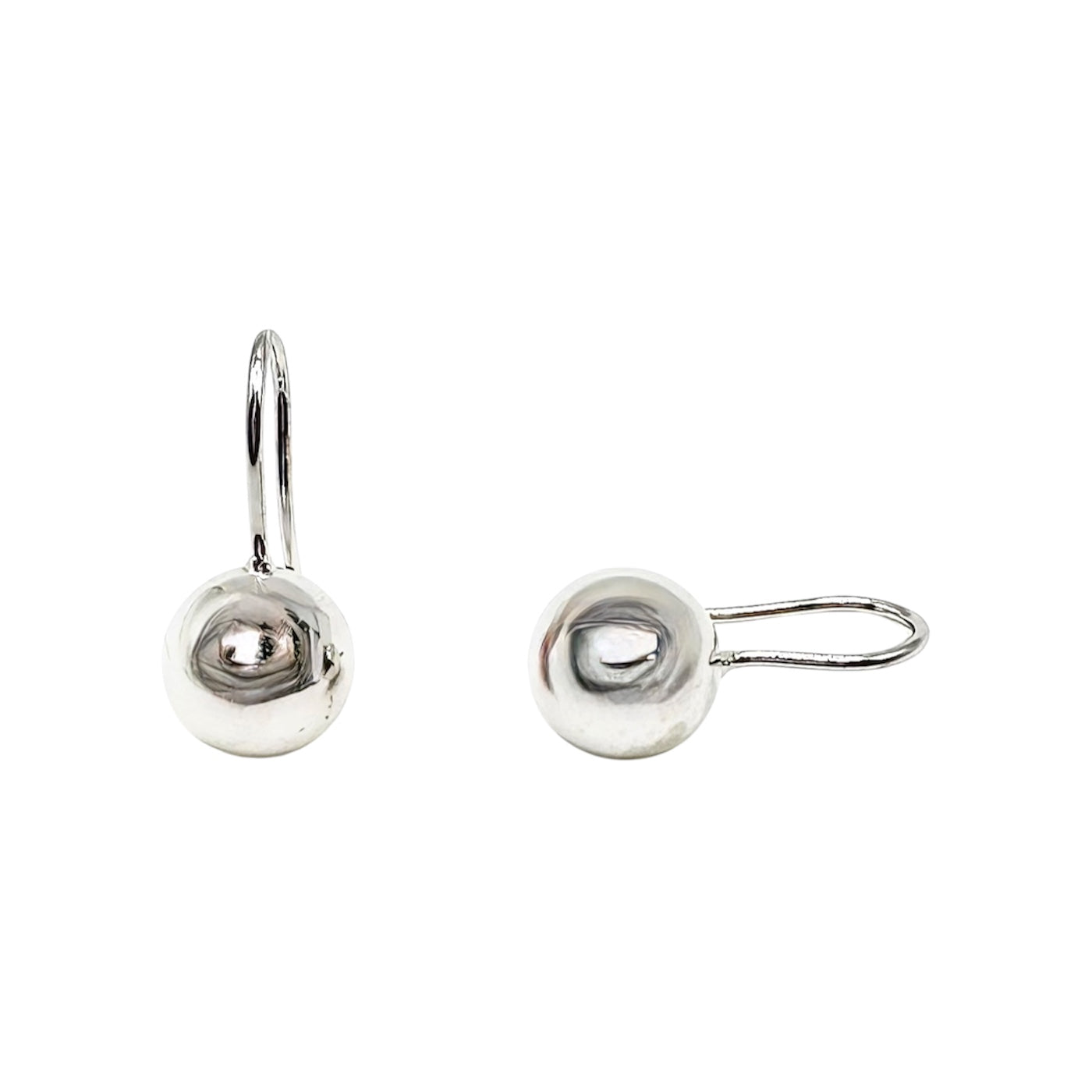 Wasserdichte Ohrhänger Silber Runde Kugel 8mm Hochpoliert Schlanker Ohrhaken Minimalistisch