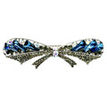 Automatikhaarspange Schleife Silber Saphir Baguette Kristall Strass Aurora